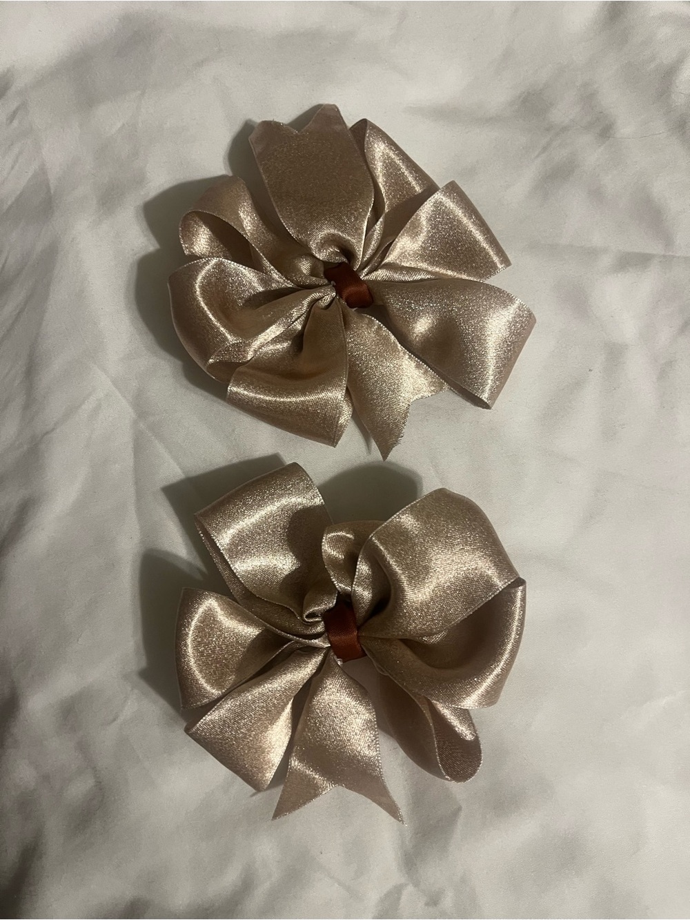 Satin Bow Scrunchie Set in Champagne Tone
